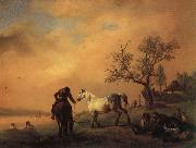 Philips Wouwerman Horses Being Watered oil painting